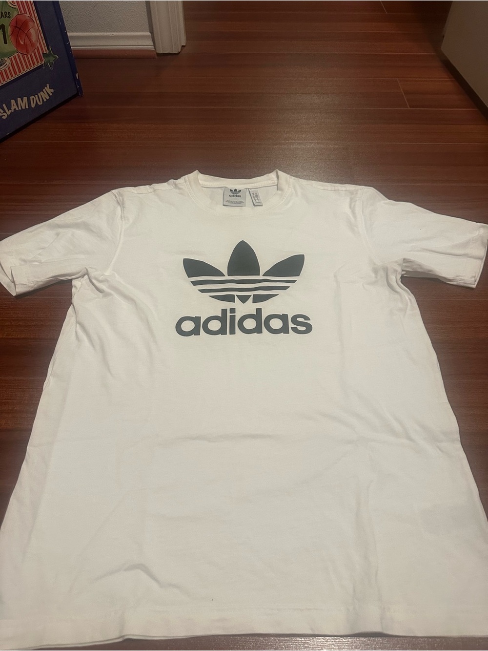 adidas White Short Sleeve Tee with Black Trefoil Logo